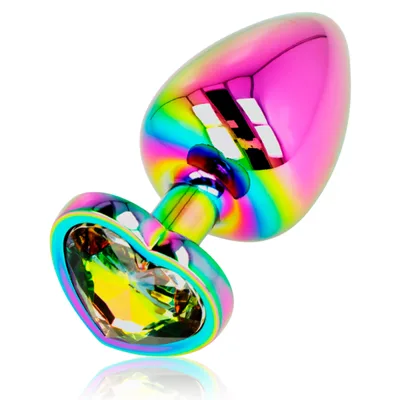 Plug anale Ohmama Iridescent Heart Large 9 cm Ø 4 cm metallo Rainbow