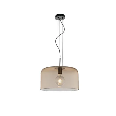 Lampadario a sospensione in vetro soffiato ambra, lampadina E27, 40x150cm