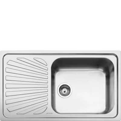 Smeg Lavello una vasca con gocciolatoio a sinistra SG861S finitura acciaio inox spazzolato da 86 cm - IN PROMOZIONE FINO AL 30/06