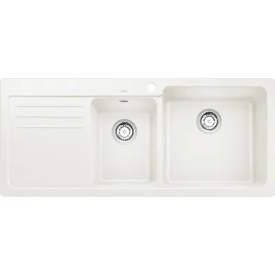 Blanco | Lavello una vasca con gocciolatoio sx NAYA 8 S 1525783 finitura bianco da 116x50 cm - Sopratop