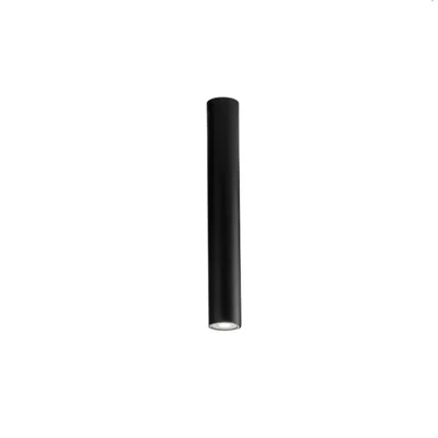 Plafoniera a sospensione cilindrica in metallo nero, lampadina GU10, 5.5x40cm