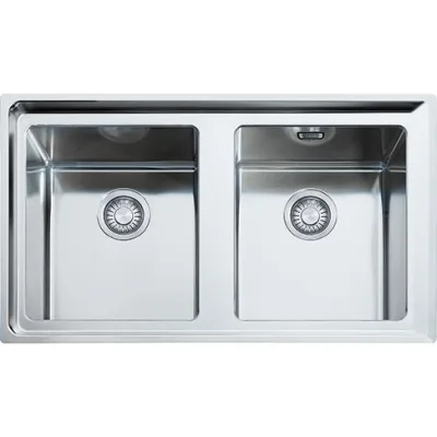 Franke: Lavello due vasche Neptune Plus NPX 620 101.0068.373 finitura inox satinato da 86x51 cm