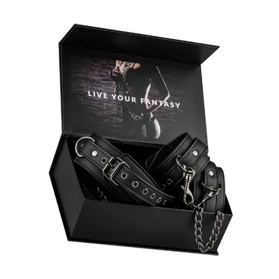 Premium set collare + manette per caviglie catena 80 cm per bondage fetish BDSM