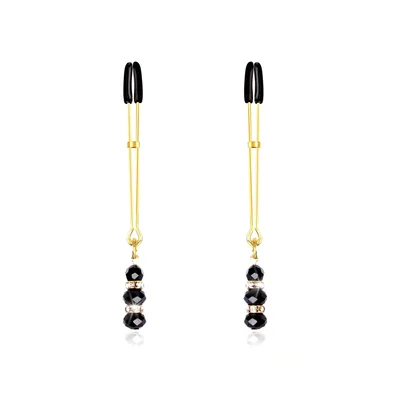 Pinze per Capezzoli Dorate eleganti Perle Vetro Regolabili BDSM Bondage fetish