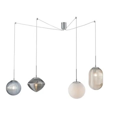 Lampadario a sospensione 4 pendenti multicolor elegante in vetro, max 60W