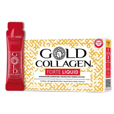 Gold Collagen Forte Liquid 10 Sticks Da 25 Ml Gusto Pesca Mela E Arancia