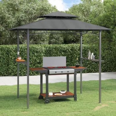 Braceria — Gazebo barbecue con ripiani laterali, antracite, 240x150x243 cm