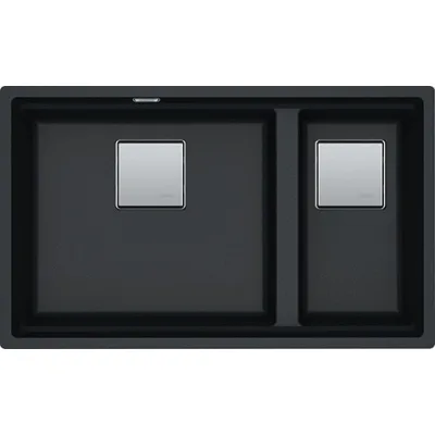 Franke: Lavello due vasche Vasche Kubus 2 Sottotop KNG 120 125.0529.871 finitura fragranite nero da 72x42 cm
