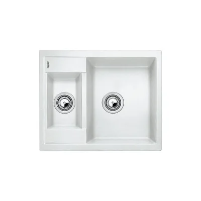 PRONTA CONSEGNA - Blanco Lavello una vasca con vaschetta METRA 6 1516173 finitura bianco da 61.5x50 cm - Sopratop