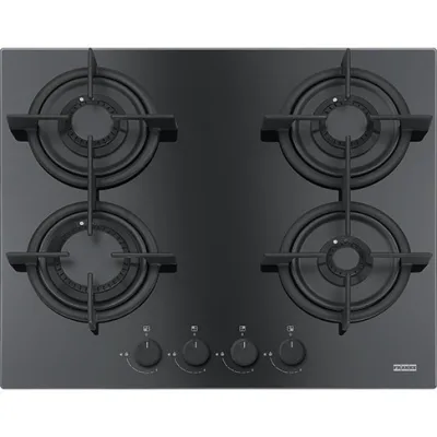 Franke: Piano cottura a gas Mythos FHCR 604 4G HE BK C 106.0374.280 finitura cristallo nero da 59 cm