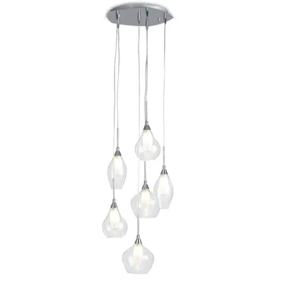 Lampadario a sospensione in vetro e metallo, 6 luci, doppia vetratura, 120x35cm