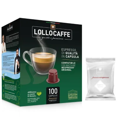100 Capsule Miscela Argento Lollo Caffè Compatibili Nespresso