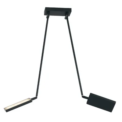 Plafoniera LED nera in metallo, 2 LED da 18W, Luce naturale, 200x85cm