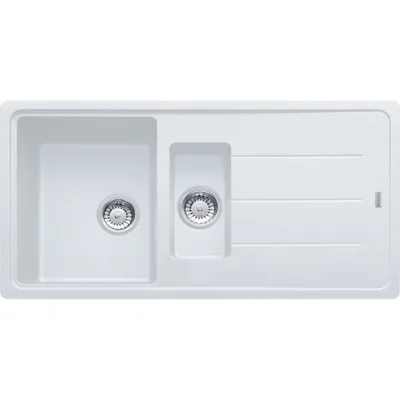 Franke: Lavello una vasca con vaschetta e gocciolatoio Boston BFG 651 114.0276.136 finitura fragranite bianco da 97x50 cm