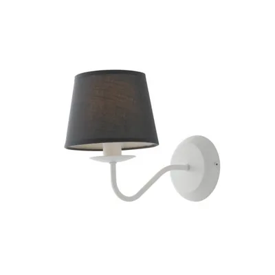 Applique in metallo bianco con paralume in tessuto grigio, 1 luce E14, 28x49cm