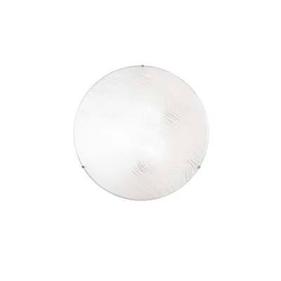 Plafoniera in vetro satinato bianco, motivo ad onde, 3 luci E27, 40x40cm