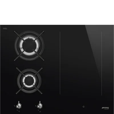Smeg S Piano cottura misto induzione/gas PM3643D in vetroceramica nero da 65 cm