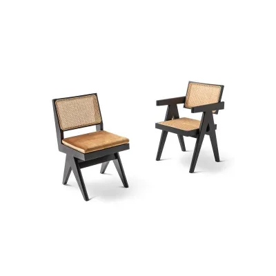Cassina Sedia Capitol Complex Chair con struttura in legno e seduta in paglia di Vienna
