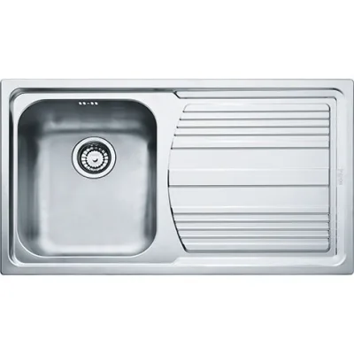 Franke: Lavello una vasca con gocciolatoio a destra Logica Line LLL 611-L 101.0086.236 finitura dekor da 86x50 cm