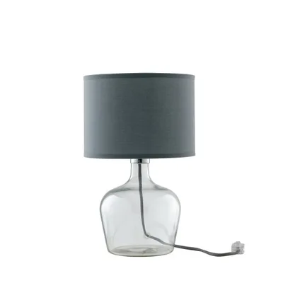 Lampada da tavolo grigia in vetro, paralume e cavo in tessuto, 1 luce E27, 23x37cm