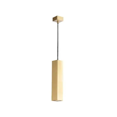 Lampadario a sospensione struttura quadrata in metallo oro, lampadina GU10, 6x200x30cm