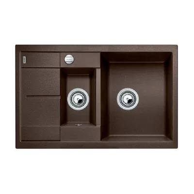 Blanco Lavello una vasca con vaschetta e gocciolatoio METRA 6 S Compact 1515044 finitura caffè da 78x50 cm - Sopratop