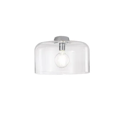 Plafoniera elegante in vetro trasparente, lampadina E27, 23x35cm