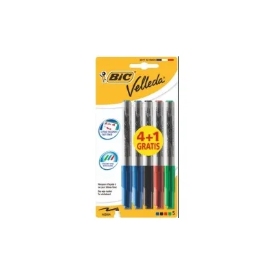 Bic Velleda 1741 Conf. 4+1 pennarelli per lavagna bianca Punta media Linea 1,4mm Cancellabilità ottimale 8755891