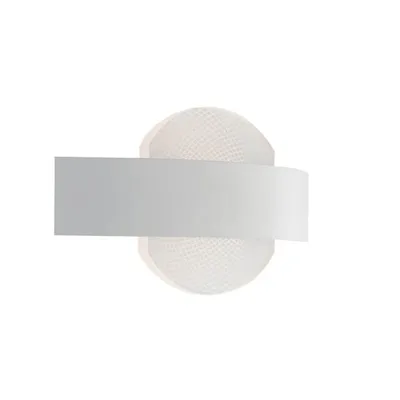 Applique da parete in metallo bianco e acrilico satinato, LED da 11W, 24x13cm