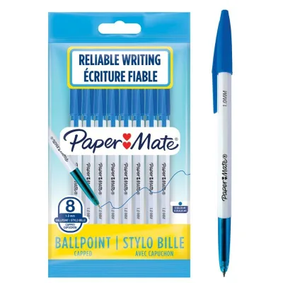Penna a sfera BLU Papermate con cappuccio 045 punta 1,0 mm Conf 8 penne