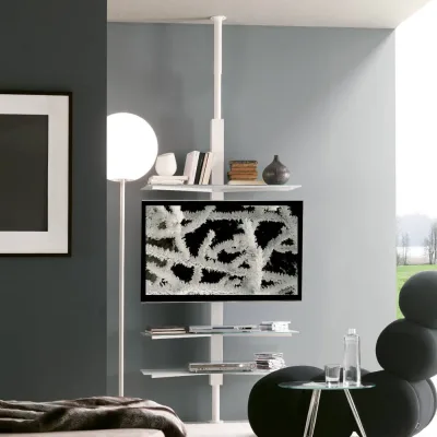 X.ABITAre Porta TV Bruce art. XL.83 con struttura in metallo da L.100 cm e H.305 cm - Con fissaggio a soffitto