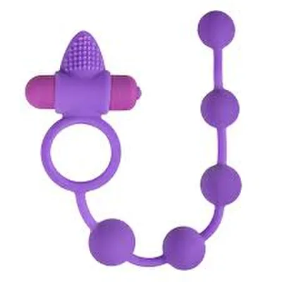 Triple pleasure 3 in 1 vibrante sonda con perle 29 c anello stimolatore elastico