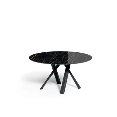 Ozzio Tavolo rotondo fisso Emisfero art. T404 con struttura in metallo e piano in ceramica da Ø150 cm
