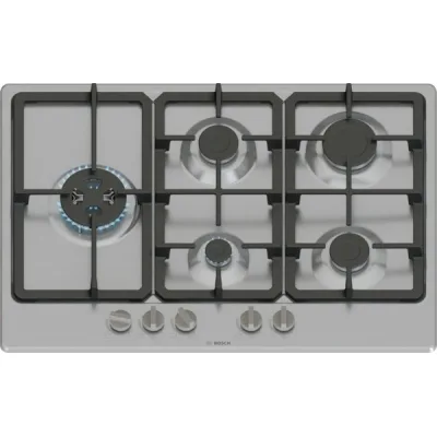 Bosch Piano cottura a gas PGM7B5K90 finitura acciaio inox da 75 cm - Serie 4