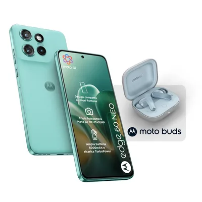 MOTOROLA EDGE 60 NEO 5G DUAL SIM 6.36" OCTA CORE 256GB RAM 8GB 5G ITALIA PANTONE FROSTBITE BUNDLE + MOTO BUDS ARICOLARI BLUETOOT