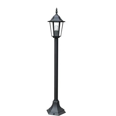 Palo per esterni nero in alluminio e vetro, 1 luce E27, 17x105cm
