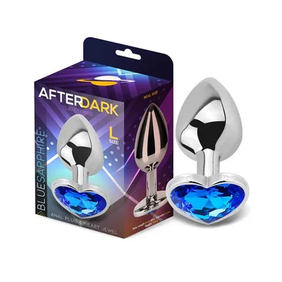 Plug anale AfterDark Blue Sapphire L 9 cm Ø 4 cm metallo gioiello cuore blu