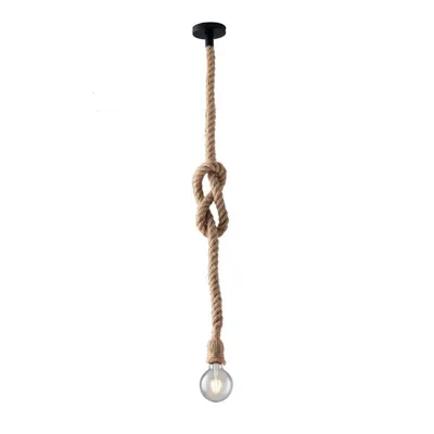 Lampadario a sospensione in metallo con cavo in corda di canapa, 1 luce E27, 10x150cm