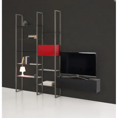X.ABITAre Libreria a parete Look art. DL2022 con struttura in alluminio da 135 cm - Composizione 2