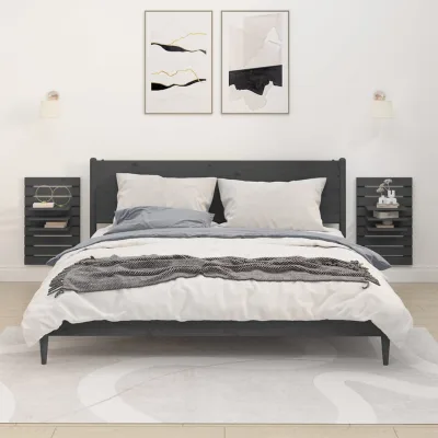 Nordica — Mensole a parete 2 pezzi, grigio, pino massello