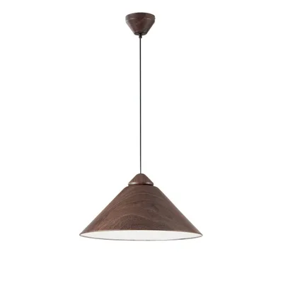 Sospensione in metallo con diffusore a cono marrone, 1 luce E27, 49x25cm