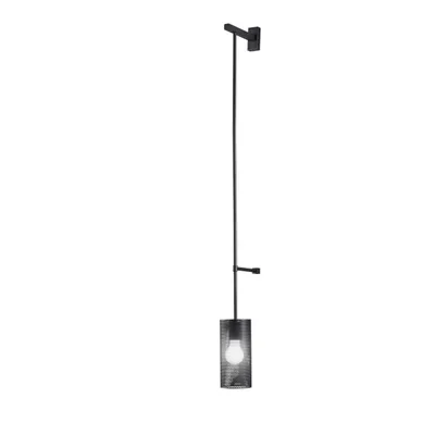 Applique cilindrico in metallo nero, 1 luce E27, 10x120cm