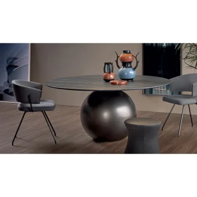 Bonaldo Tavolo rotondo fisso Circus con struttura in metallo e piano a scelta da Ø180 cm