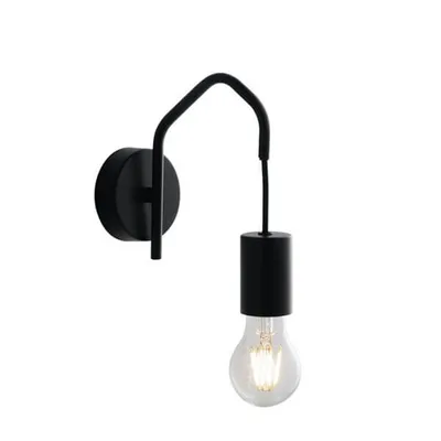 Applique moderno in metallo nero, lampadina E27, 17.5x8cm