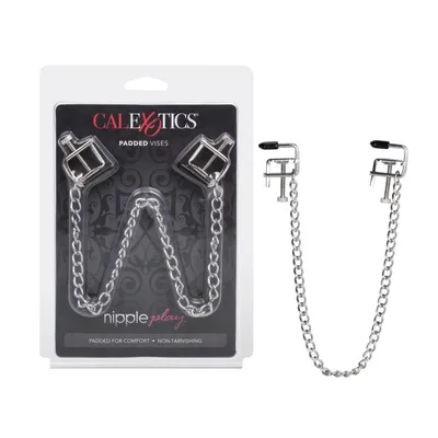 CalExotics Padded Vises Pinze Capezzoli Imbottite Regolabili Catena BDSM Fetish