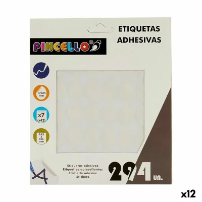 Etichette adesive Pincello Bianco 17 x 4 x 19 cm 17 x 24 mm Ovale (12 Unità)