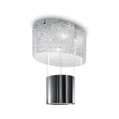 Faber Cappa a isola sospesa NEST PLUS KL 345.0492.592 finitura acciaio inox e vetro da 86 cm – Con incluso Kit 6 LED G9 2.5 W