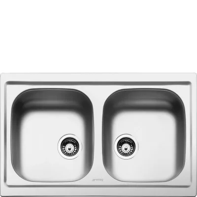 PRONTA CONSEGNA - Smeg Lavello due vasche LYP792 finitura acciaio inox da 79 cm