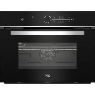 Beko Forno Beyond compatto multifunzione combinato microonde BBCW13400X finitura cristallo nero e inox da 60 cm