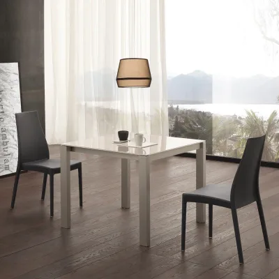X.ABITAre Tavolo allungabile Amedeo art. S45 con struttura in alluminio e piano a scelta da 80(140)x80 cm
